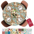 Round Tablecloth, Flannel Backed, Global Coffee Pattern