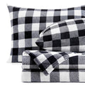 Plaid Flannel Sheet Set, Black and White, 3 Pieces