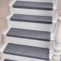 Bullnose Carpet Stair Treads Faux Sisal for Wooden Steps Indoor | Set of 14 Anti Slip Indoor Staircase Protector Rugs