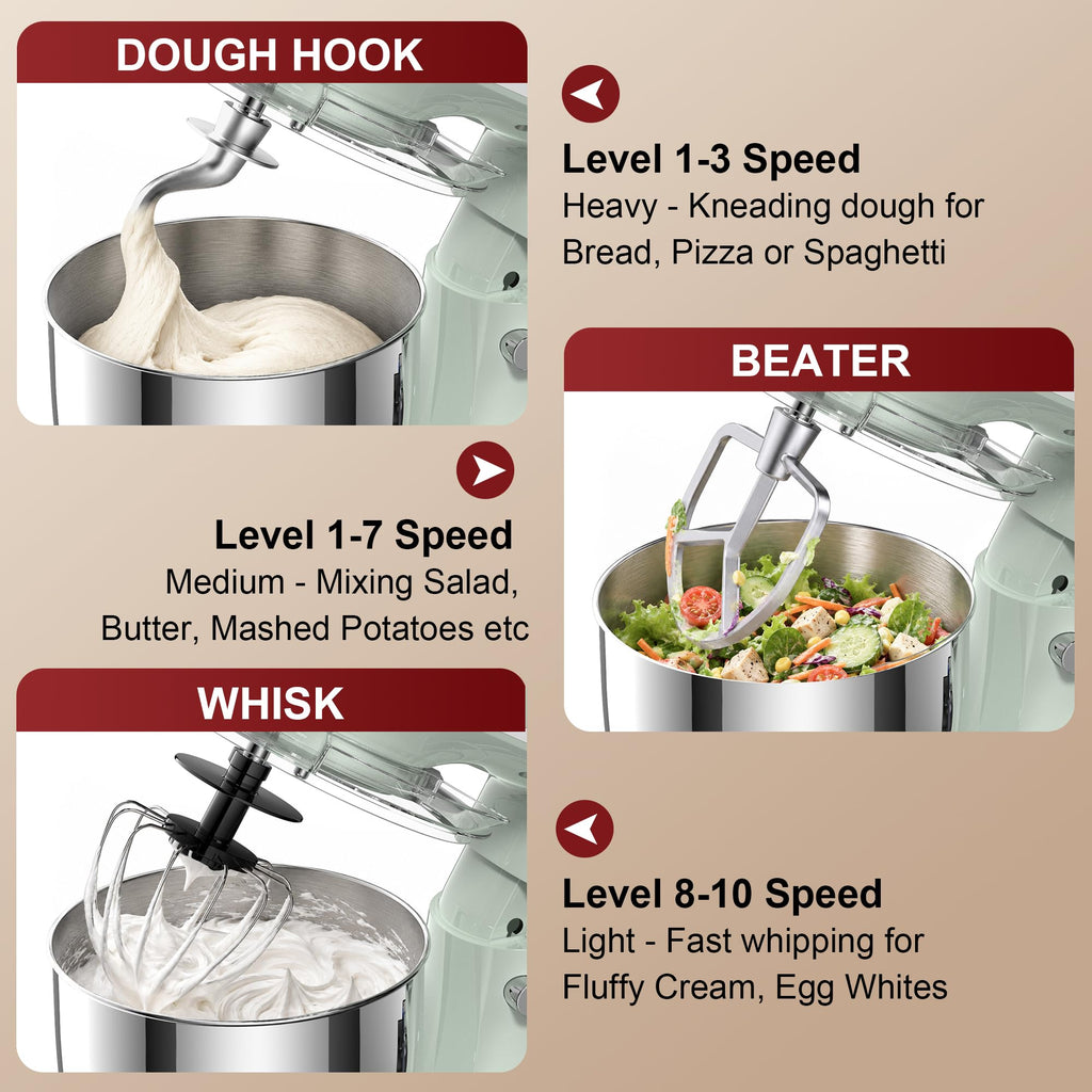 4QT Electric Stand Mixer, 10-Speed Tilt-Head Compact Kitchen Mixer