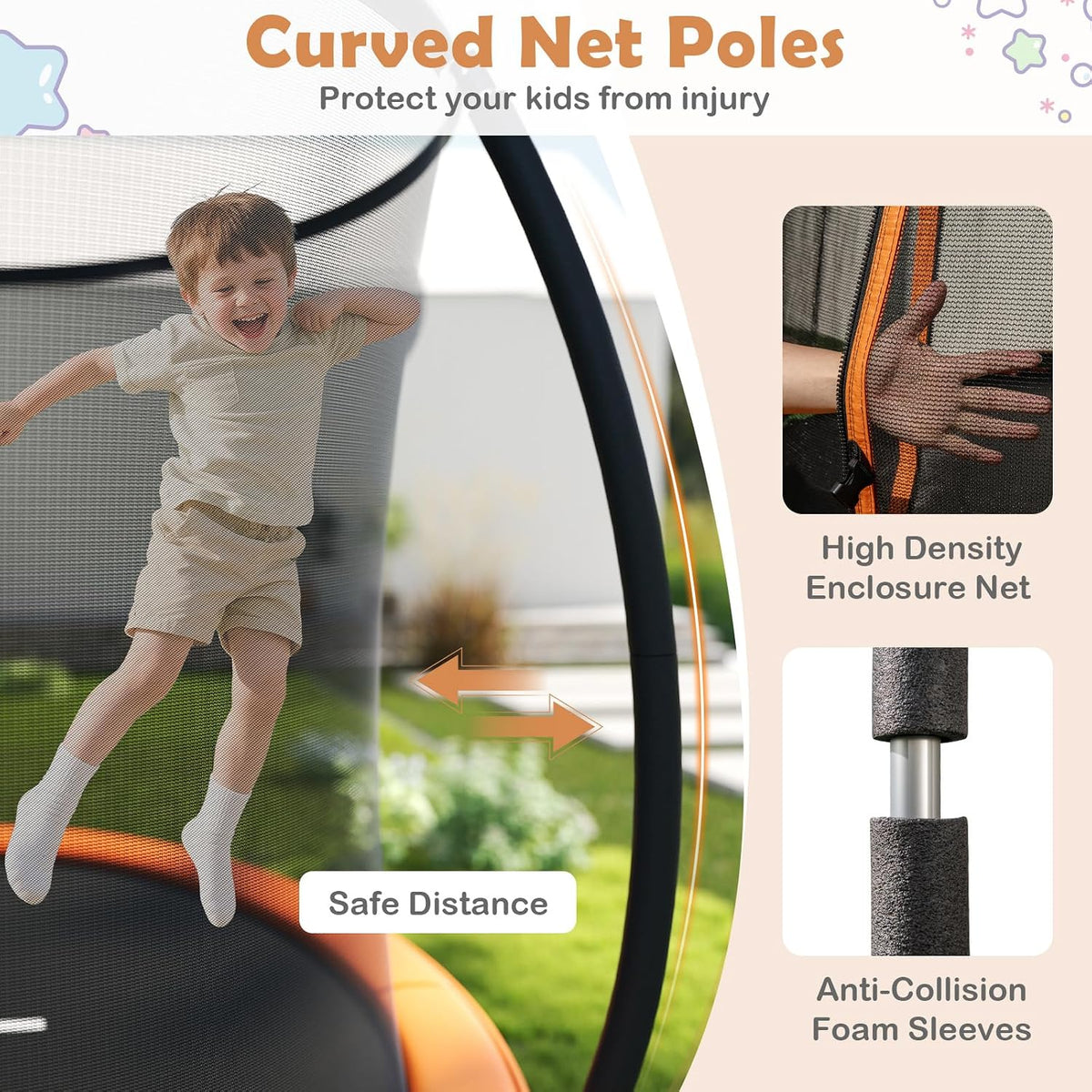 Trampoline Outdoor 8FT 10FT 12FT, ASTM Approved Trampolines with Enclosure Net, Ladder & Seamless Design, 880/1100LBS
