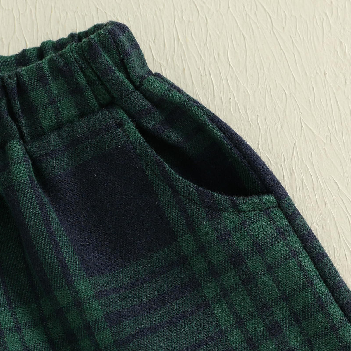 Toddler Baby Boy Girl Gingham Pants Retro Flannel Plaid Pants Fall Winter Elastic Waist Long Trousers with Pockets