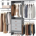 5FT Small Closet System with 3 Fabric Drawers, 60 Inches Walk In Closet Organizer System With 3 Adjustable Shelves