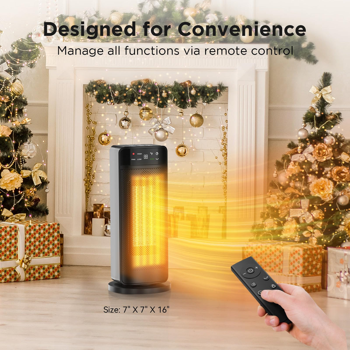 1500W Space Heaters for Indoor Use,PTC Ceramic Electric Heater with Remote