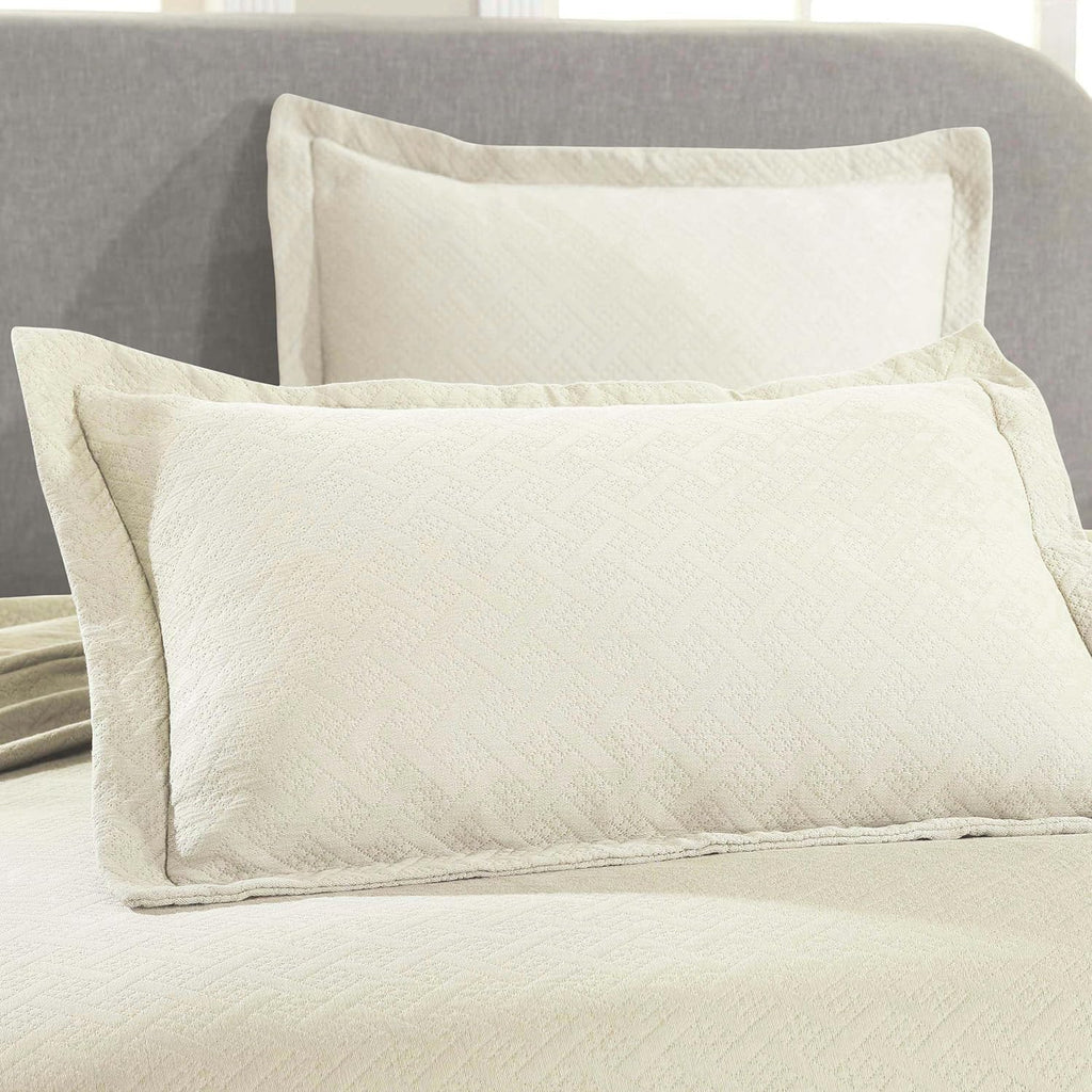 100% Cotton Basket Weave Bedspread with Shams, All-Season Premium Cotton Matelasse Jacquard Bedding, Quilted-Look