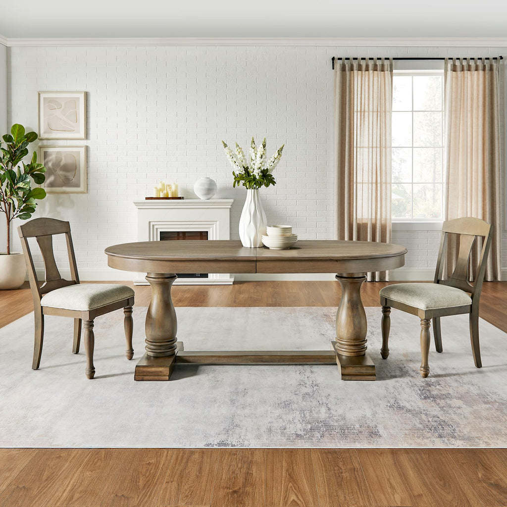 102'' Extendable Dining Table Kitchen Table for 6-10, Solid Wood Expandable Kitchen Table Oval Multifunctional Dining
