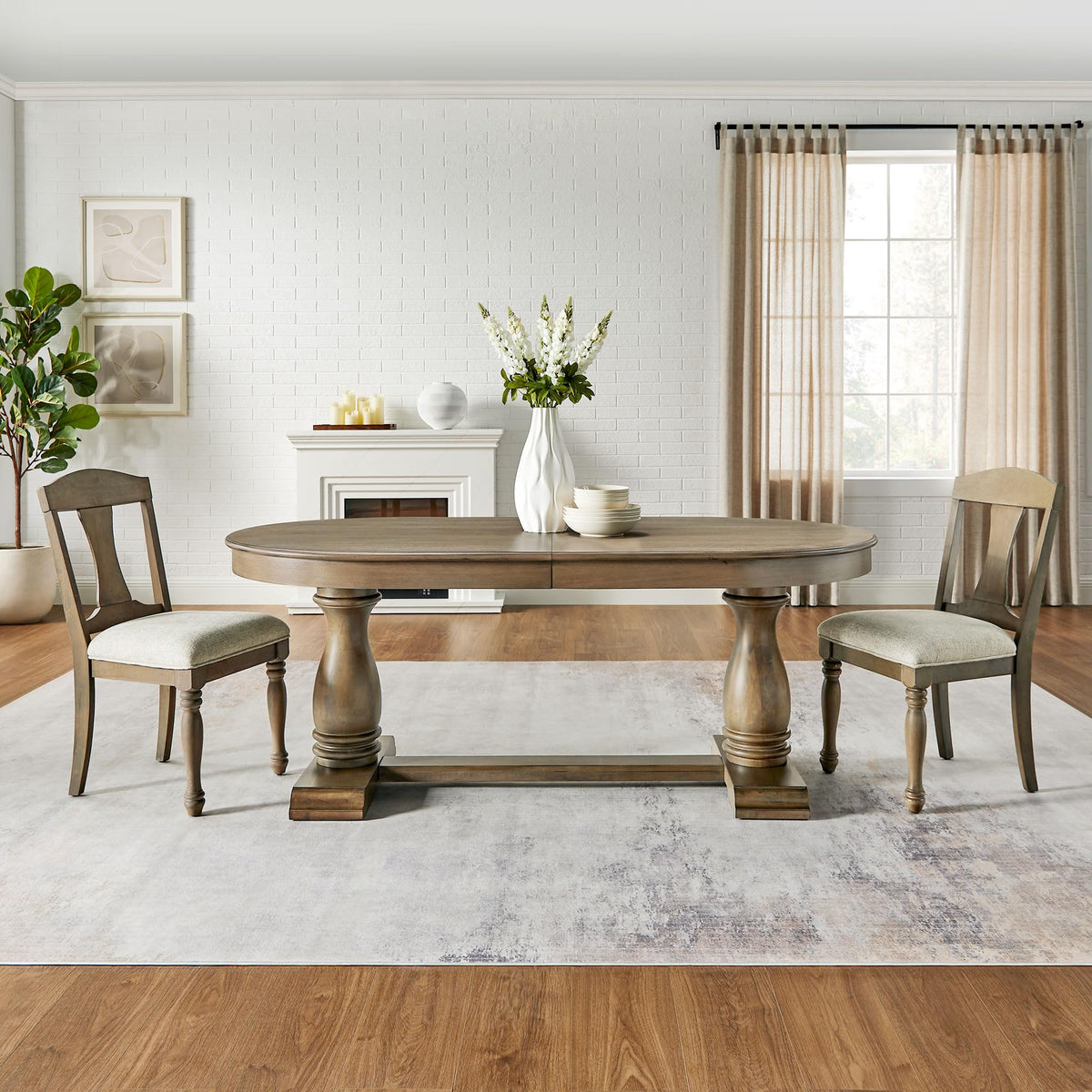 102'' Extendable Dining Table Kitchen Table for 6-10, Solid Wood Expandable Kitchen Table Oval Multifunctional Dining