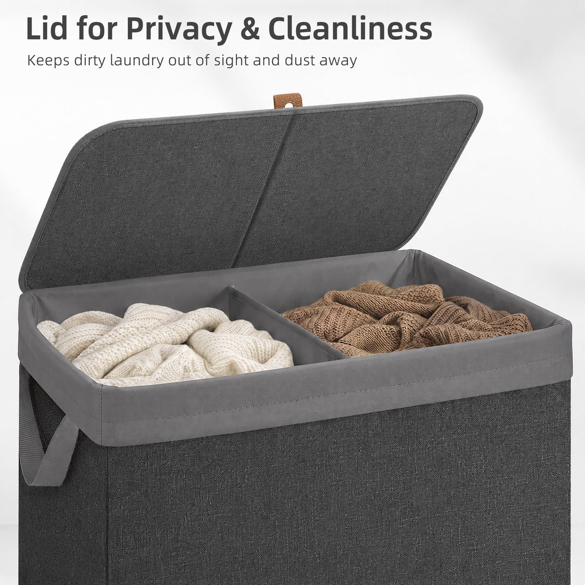 Double Laundry Hamper with Lid, Tall Metal Laundry Baskets