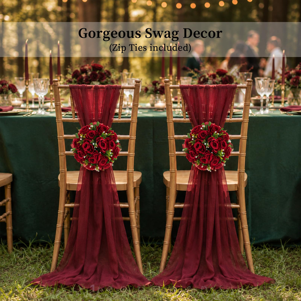 Faux Flower Centerpieces for Wedding Tables, 10 Pcs, Crimson Red