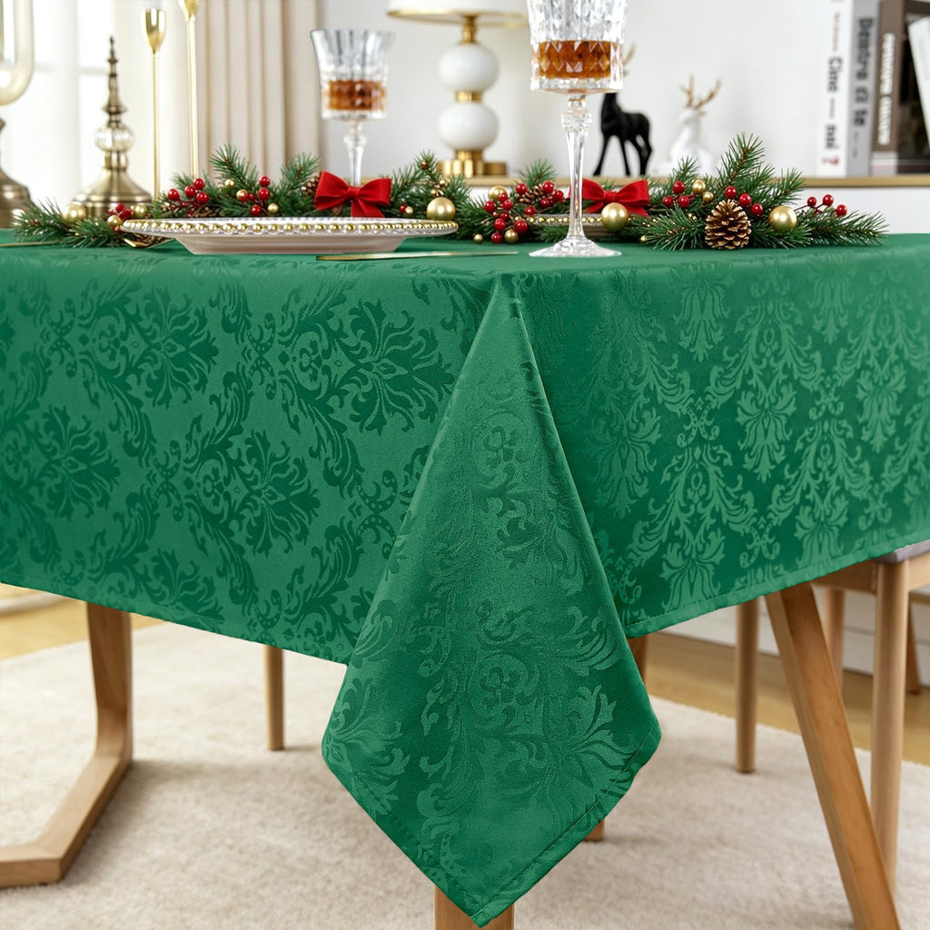 Christmas Green Damask Rectangle Tablecloth, 60 x 84 Inch