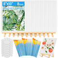 54 Pack Canvas with Easel Set 8 x 10 Inch Canvas Boards with Wooden Easels, Paint Brushes Canvas Panel Painting Kit