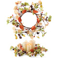 1 Pc Fall Candle Rings Wreath, 6.5'' Inner, Autumn Berry