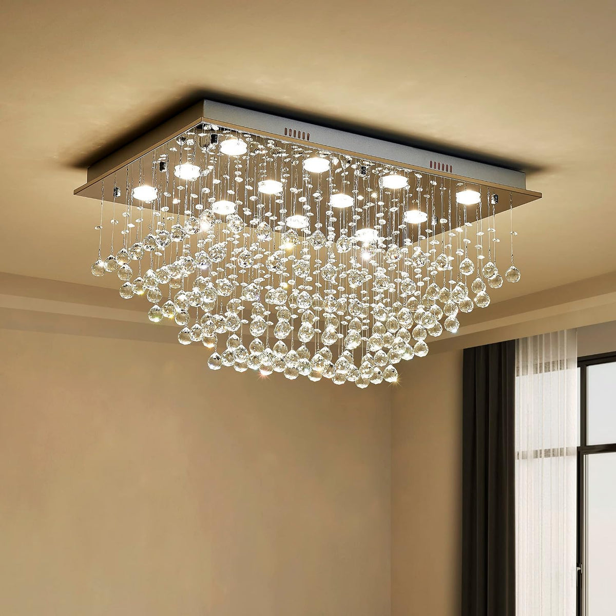 12-Light Modern K9 Crystal Chandelier for Dining Rooms and Living Rooms