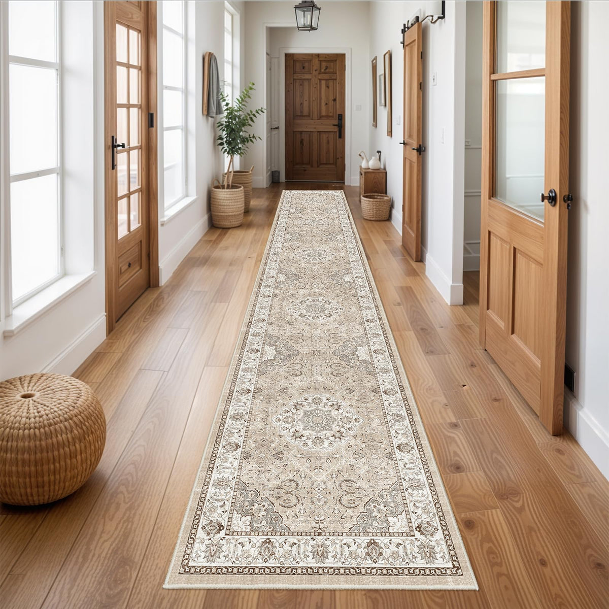 Hallway Washable Runner Rug - 2'6x14 Kitchen Rugs Entryway Rug Runner Vintage Soft Floor Mat Non Slip Indoor