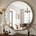 30 Inch Round Mirror for Wall, Round Bathroom Mirror, Circle Wall Mirrors with Black Metal Frame, Circle Mirrors