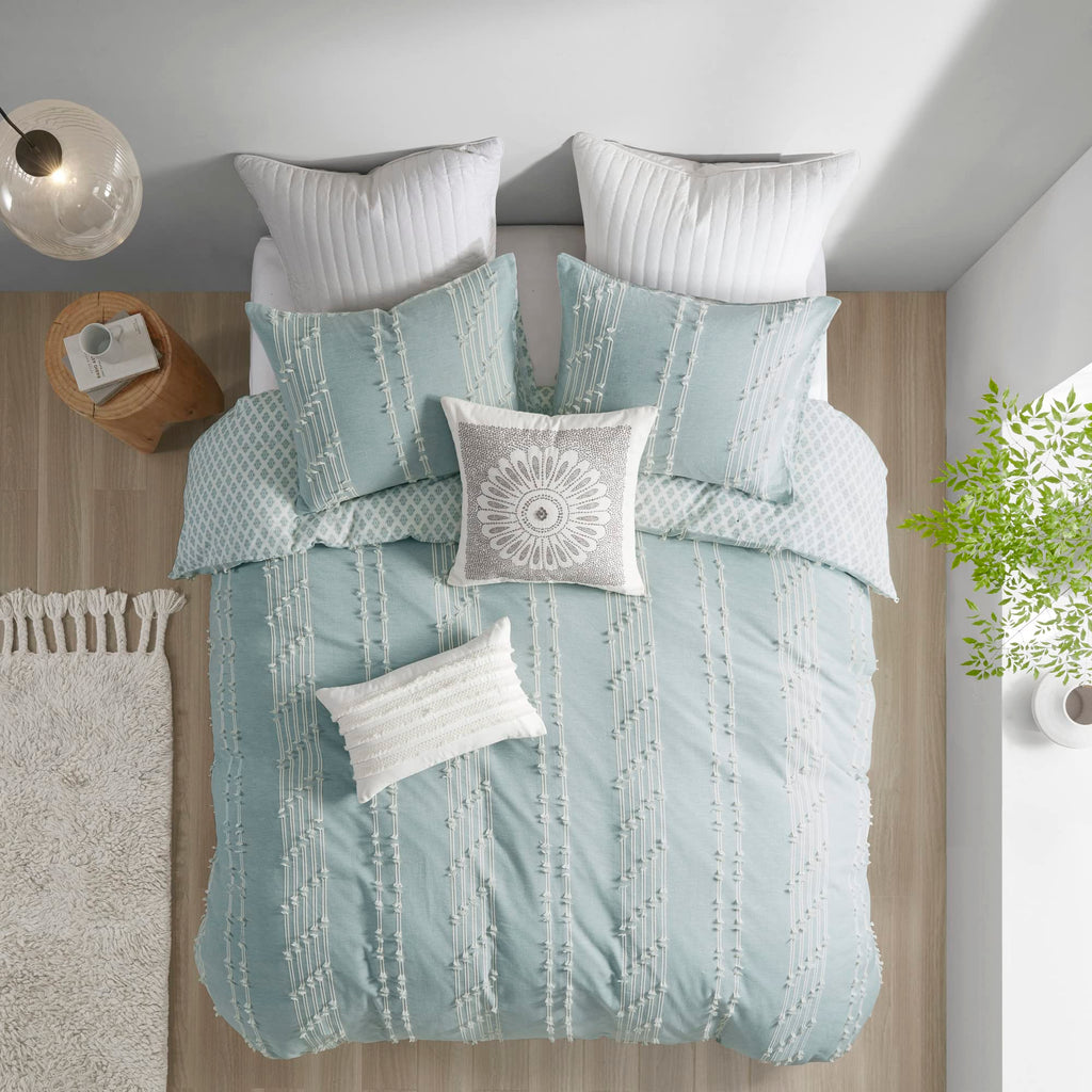 Cotton Duvet Cover Queen Size - 100% Cotton Duvet Cover Set, Boho Bedding Set for All Seasons Farmhouse Bedding Duvet