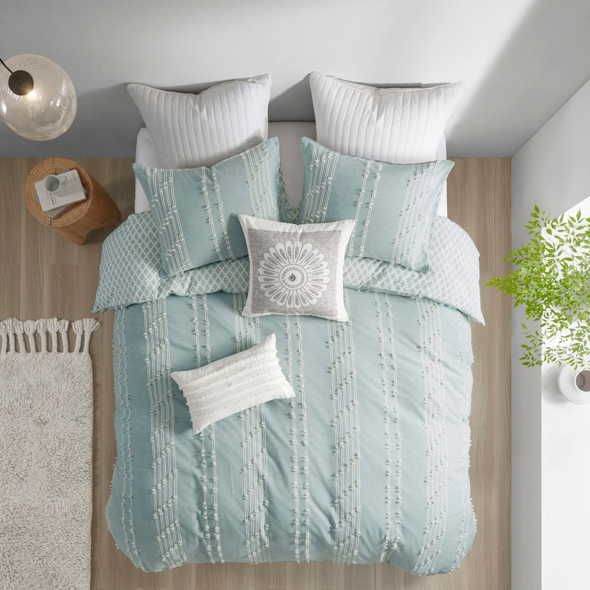 Cotton Duvet Cover Queen Size - 100% Cotton Duvet Cover Set, Boho Bedding Set for All Seasons Farmhouse Bedding Duvet