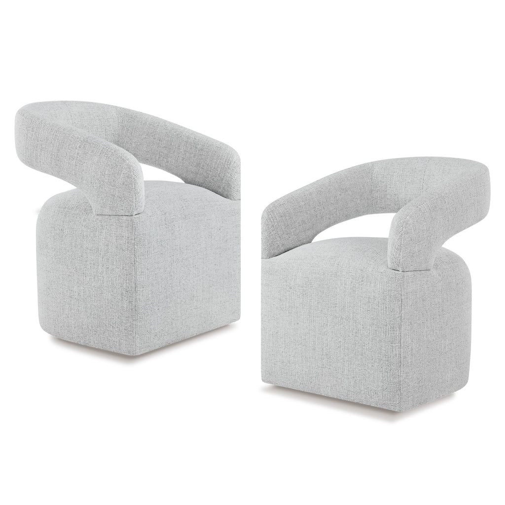 Upholstered Set of 2 with Casters, Light Gray