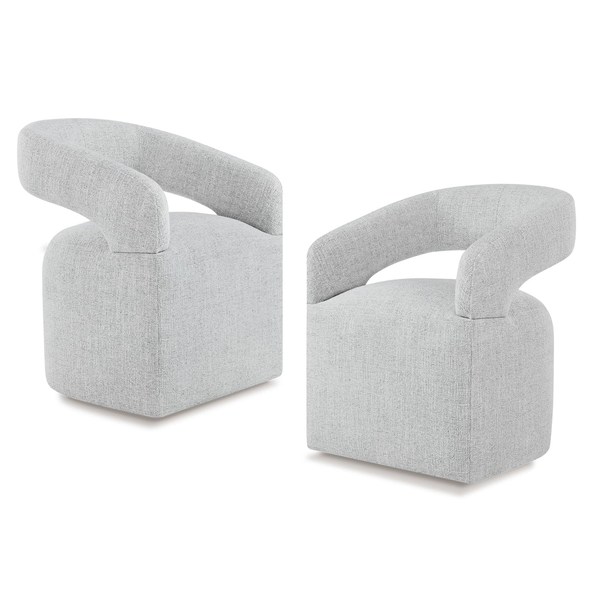 Upholstered Set of 2 with Casters, Light Gray
