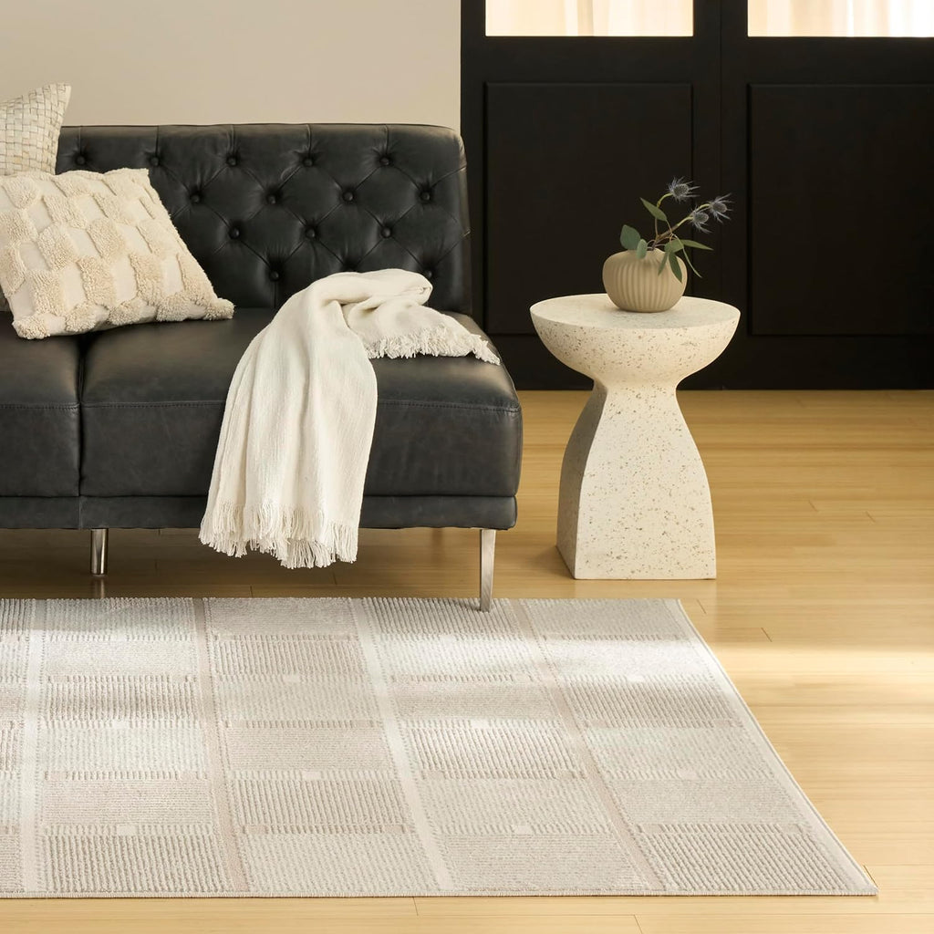 Home Nordic Ivory Taupe Area Rug - Easy Clean, Non Shedding, Bed Room, Living Room, Dining Room, Kitchen