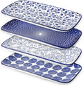 Ceramic Rectangular Serving Platters Set of 4, 12 Inch Serving Trays/Dishes for Party Entertaining, Rectangular