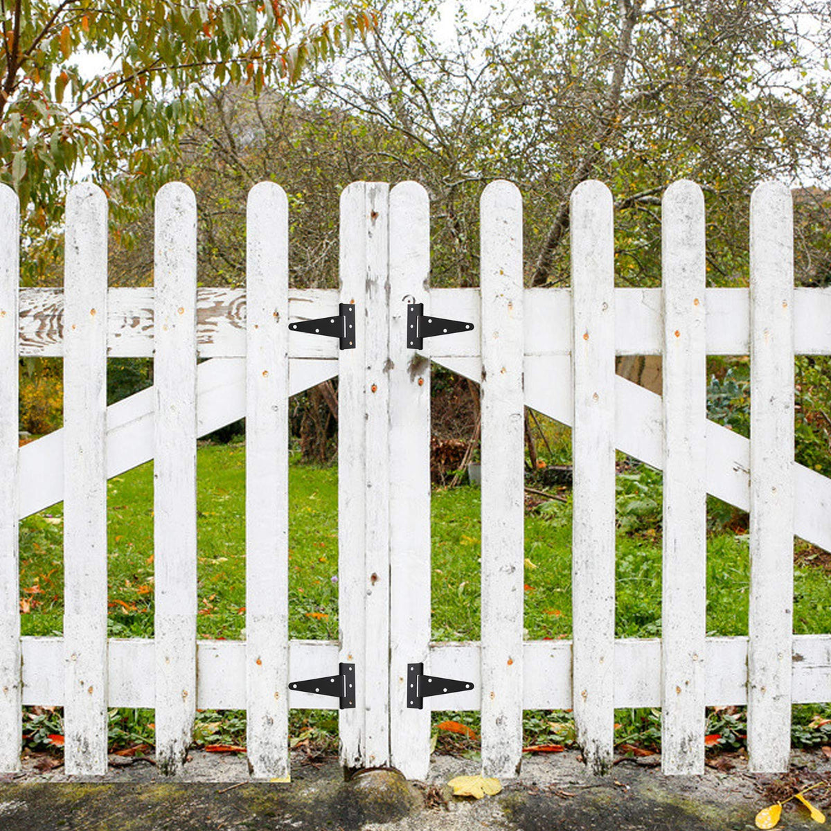 10 Pack T-Strap 4 Inch Heavy Duty Tee Hinge Black Barn Door Gate Hinges for Wooden Fences Strap Garden Door Wrought