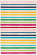 Rainbow Stripe Multicolor Striped Washable Rug