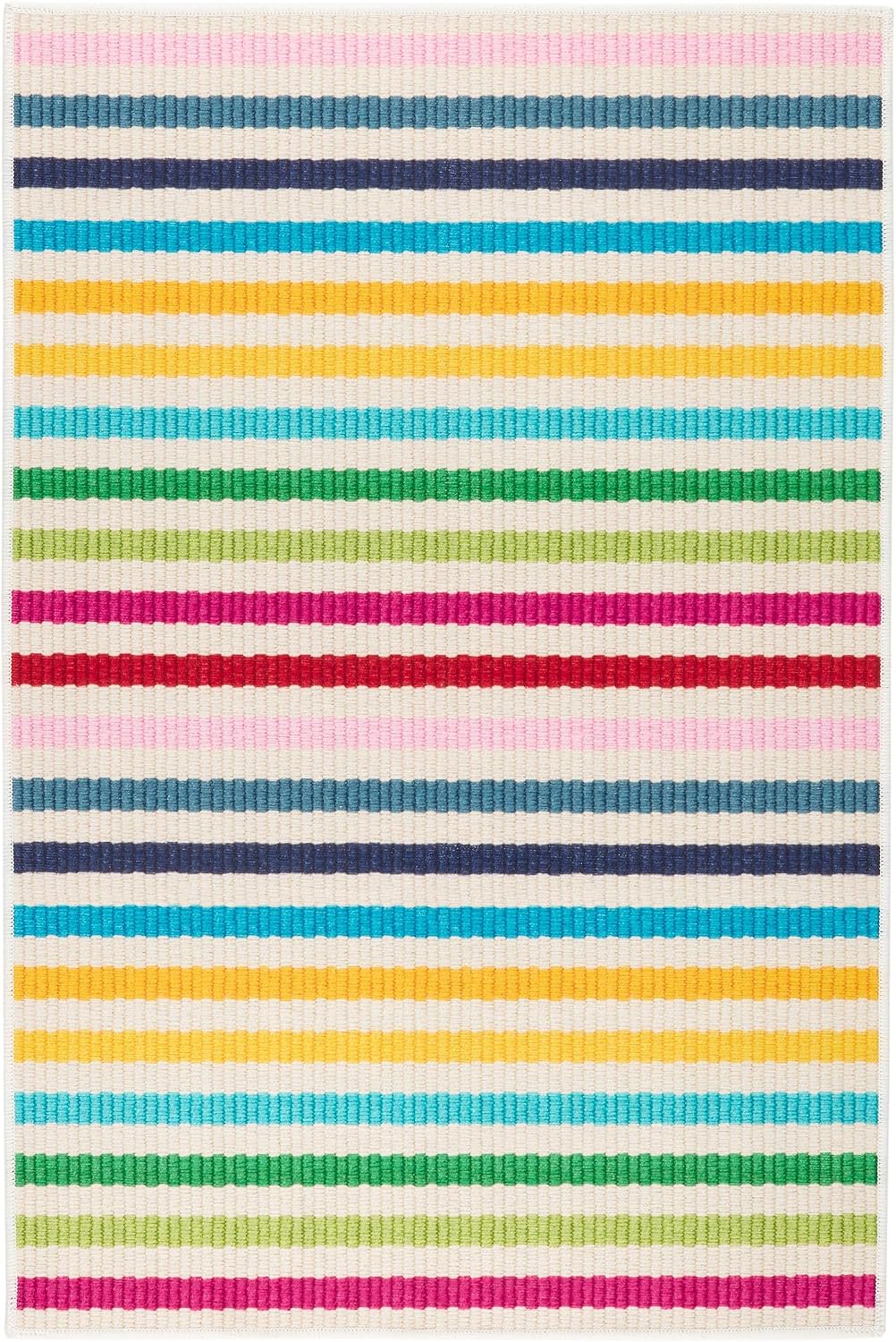 Rainbow Stripe Multicolor Striped Washable Rug
