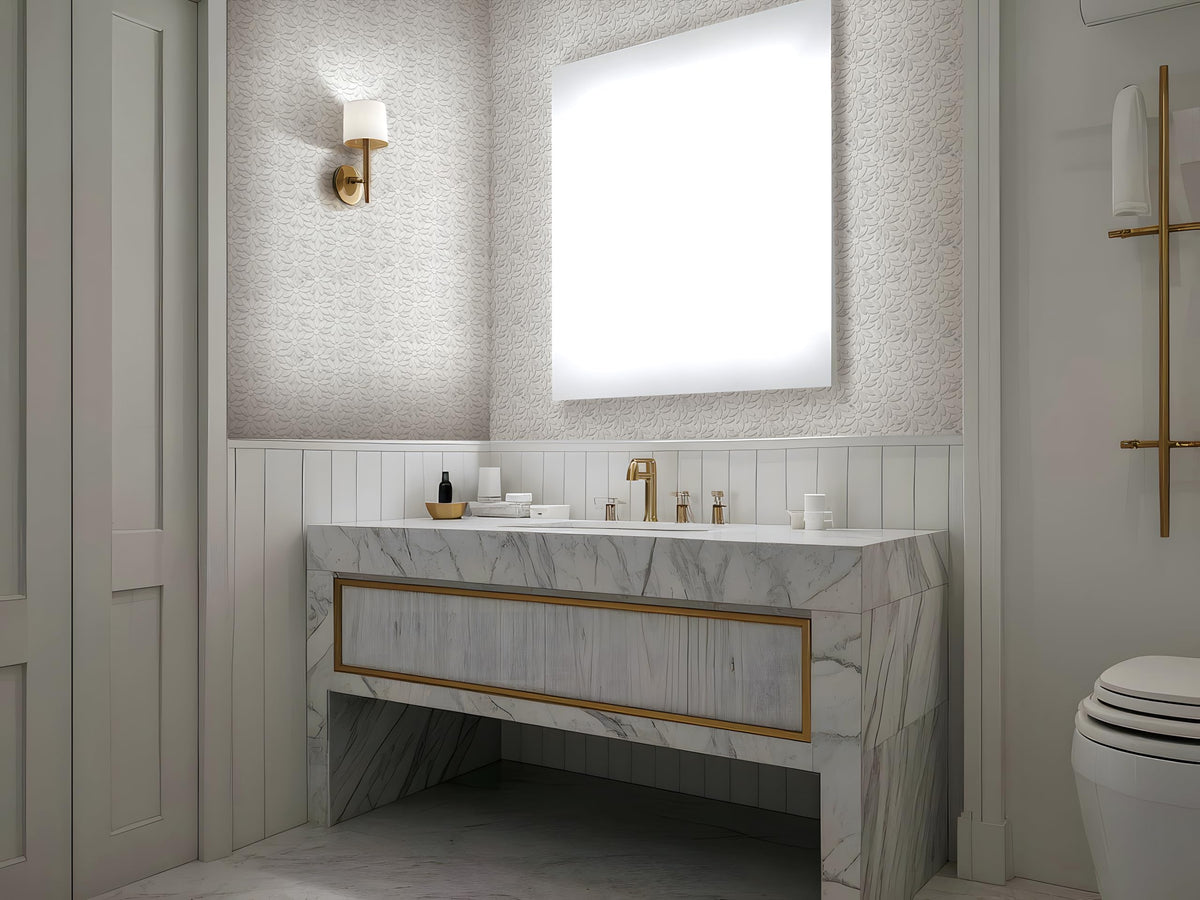 5 Sheets Marble Flowers Mosaic Wall and Floor Tiles 12.2 * 12.6 Inches 1.07 sq.ft (Brushed Marble)