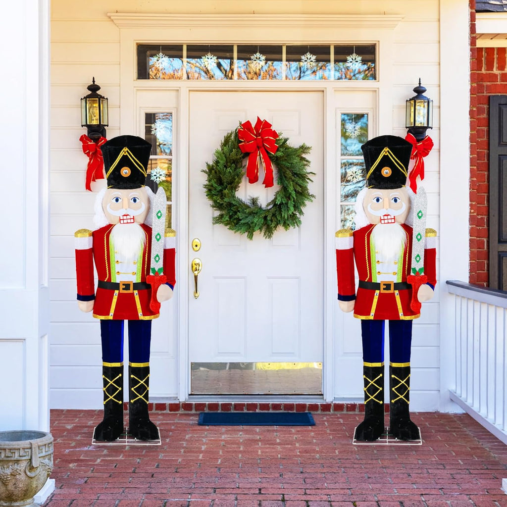5 FT Christmas Lighted Nutcracker Holding Glitter Sword Decoration