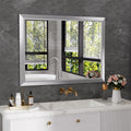 Bathroom Mirror for Wall 40x30 Inch, Brushed Silver Metal Framed