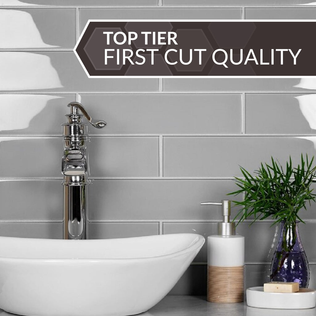 20-Pack 3 x 12-in. Gray Glossy Glass Subway Wall Tile at 5 sq. ft. Per Case APLA88092 3X12A, Elegant and