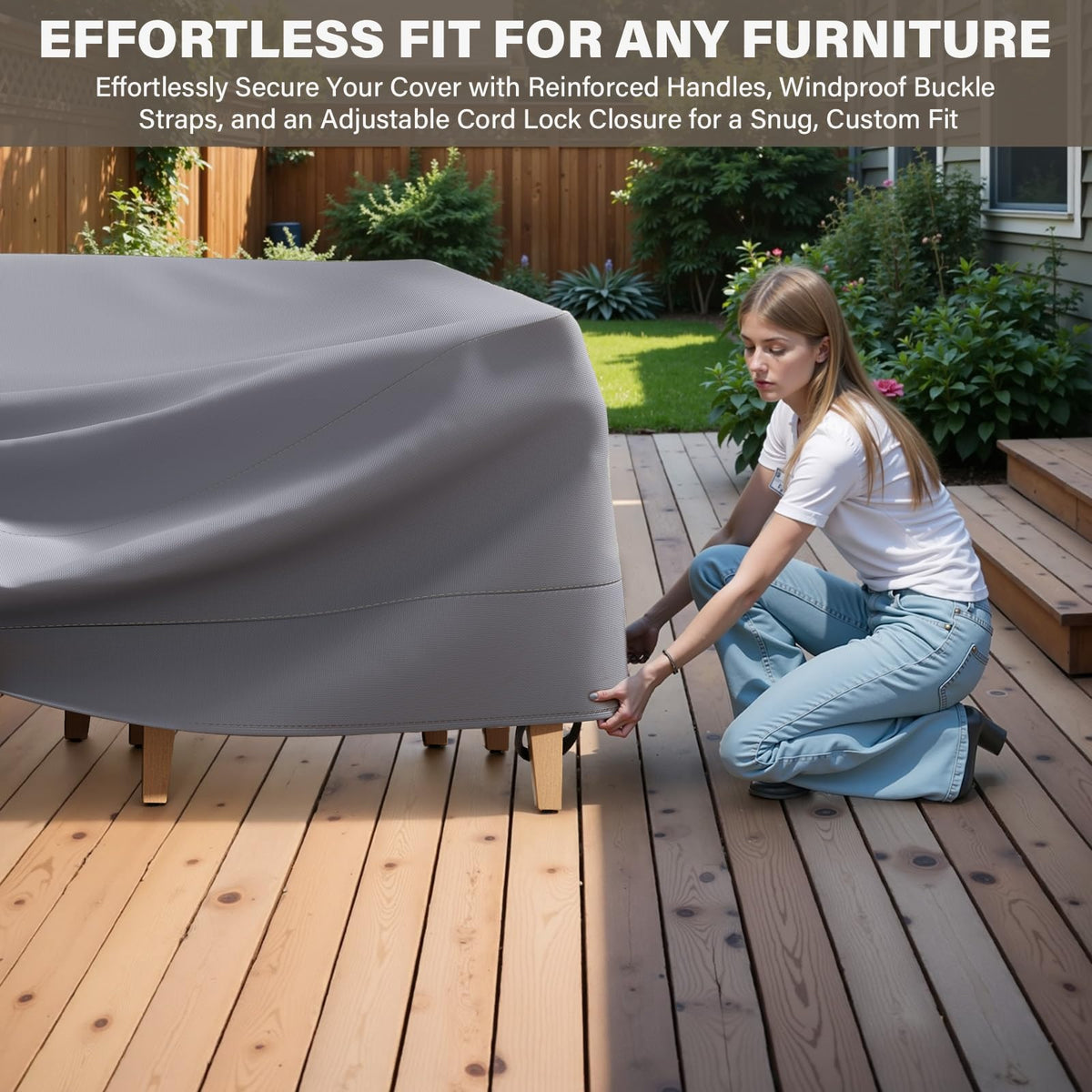 Patio Furniture Cover - Heavy-Duty 600D Oxford Waterproof Outdoor Furniture Covers with Windproof Buckle Straps for