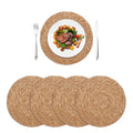 Round Woven Placemats Set of 4, 13.7 Inch Boho Farmhouse Rattan Placemats Rustic Braided Wicker Table Place Mats