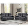 Power Reclining Sofa Set, Fabric Electric Recliner Loveseat and 3 Seater Sofa Couch with Cup Holders, USB Type-C