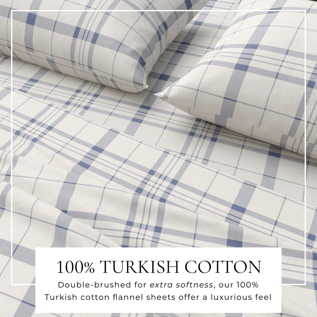 Flannel Sheets - 100% Turkish Cotton, Double-Brushed, Plaid and Stripe Bed Sheet Set - Ultra-Soft, Cozy