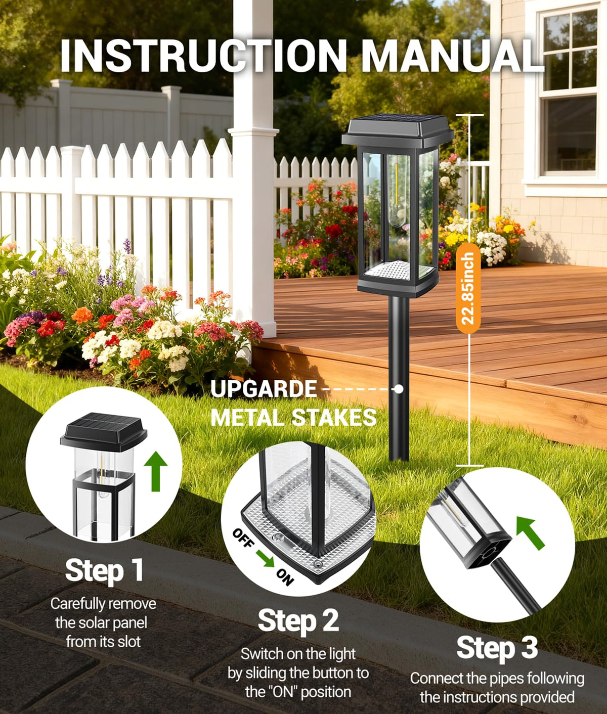 Solar Pathway Lights Outdoor, 4 Pack Upgraded Solar Garden Lights Solar Powered, Solar Lights Outdoor Waterproof