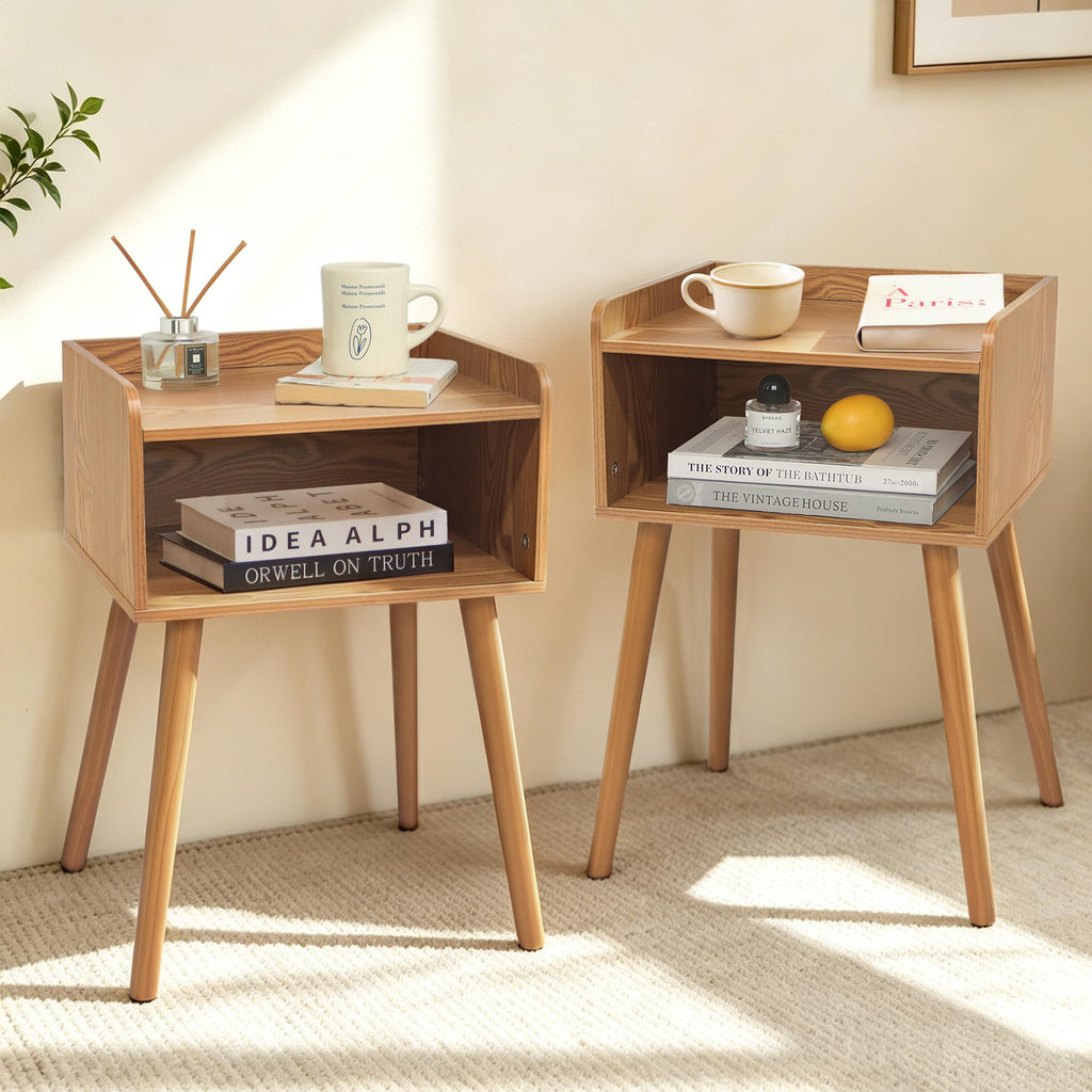 Nightstands Set of 2, Mid Century Side Table Bedroom with Storage