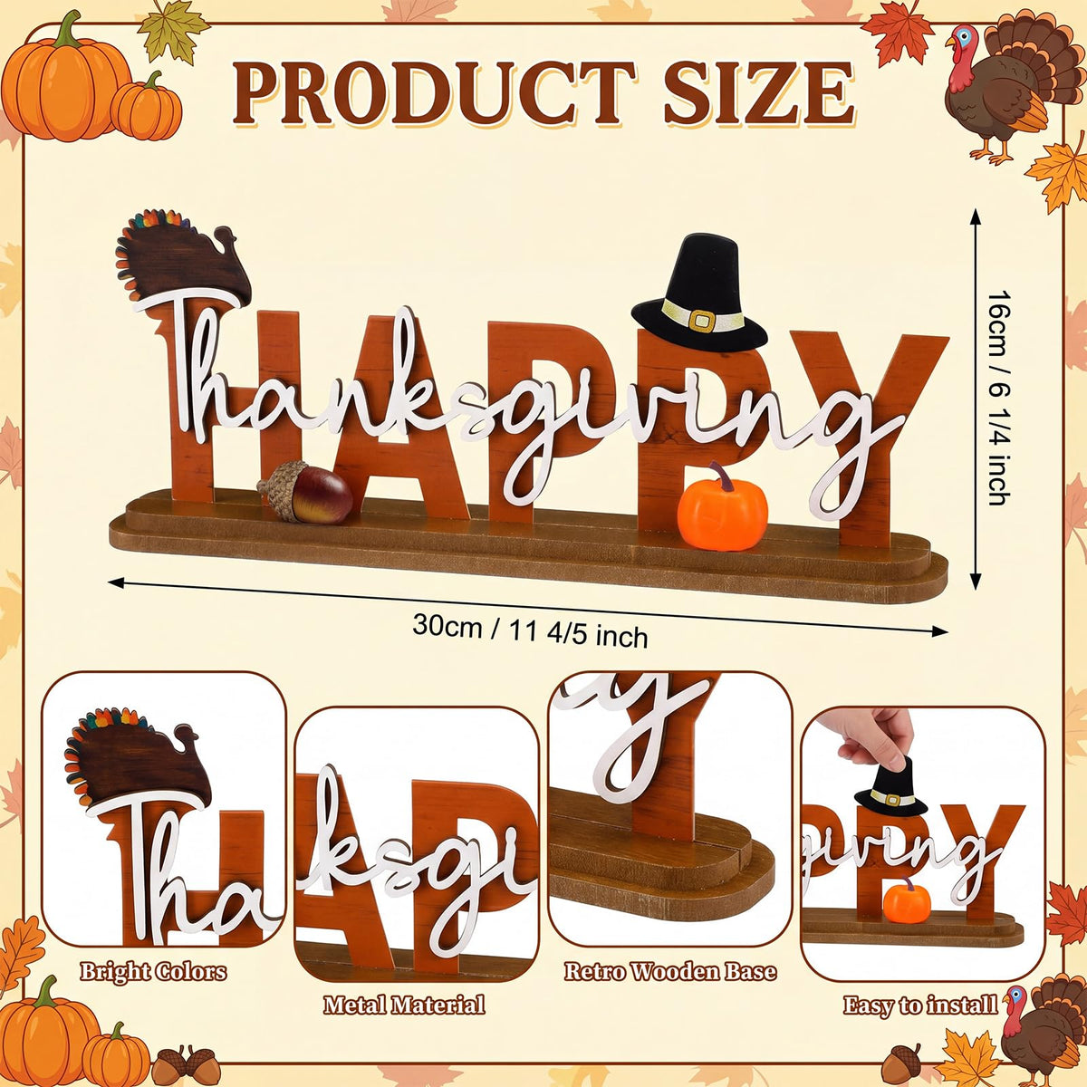 Thanksgiving Table Decoration Metal Fall Tiered Tiered Tray Decor