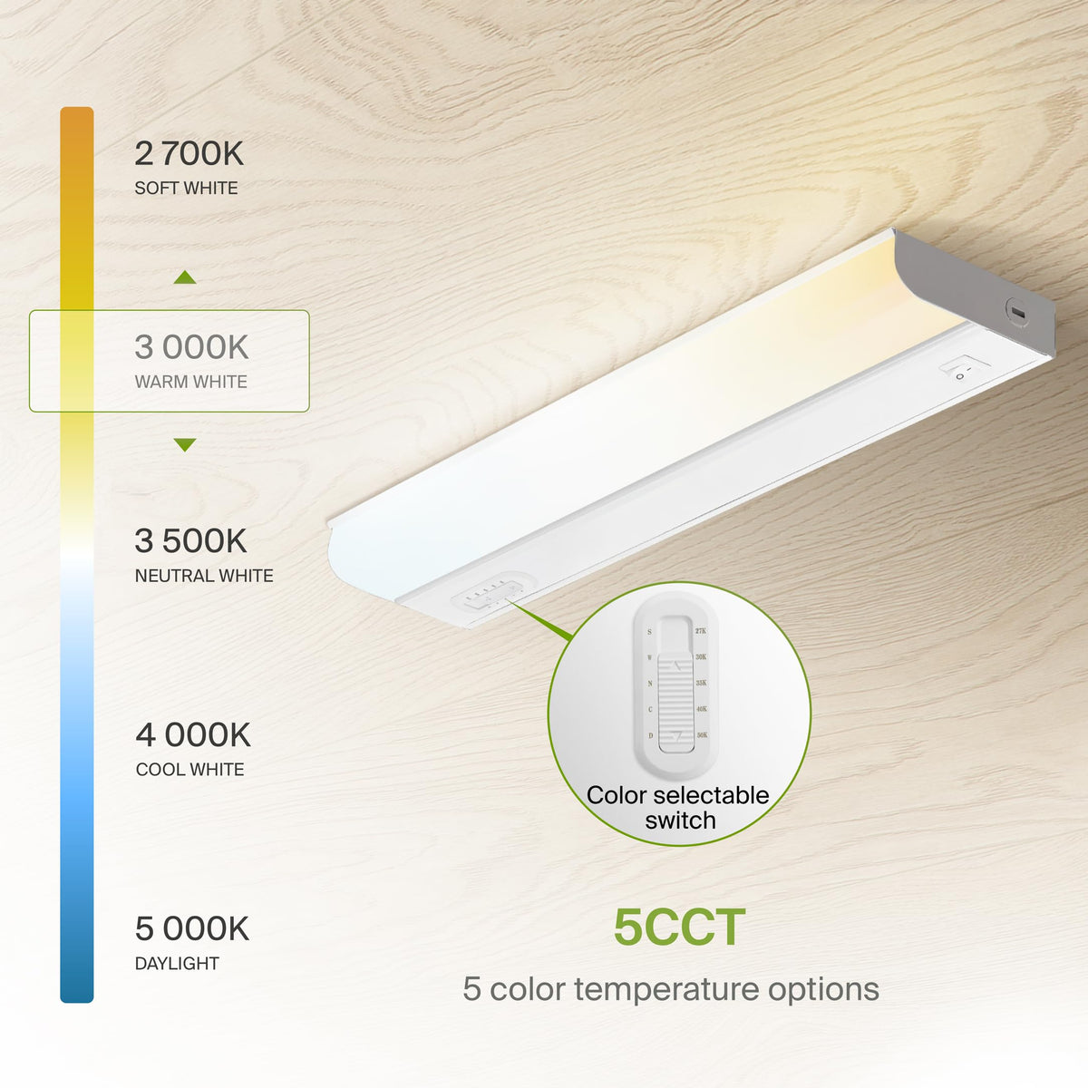 LED Under Cabinet Lighting Hardwired, 18 Inch 10W