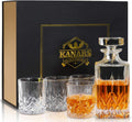 Whiskey Decanter And Glasses Set in Unique Gift Box - Original Crystal Liquor Decanter Set For Bourbon, Scotch - Set of 5