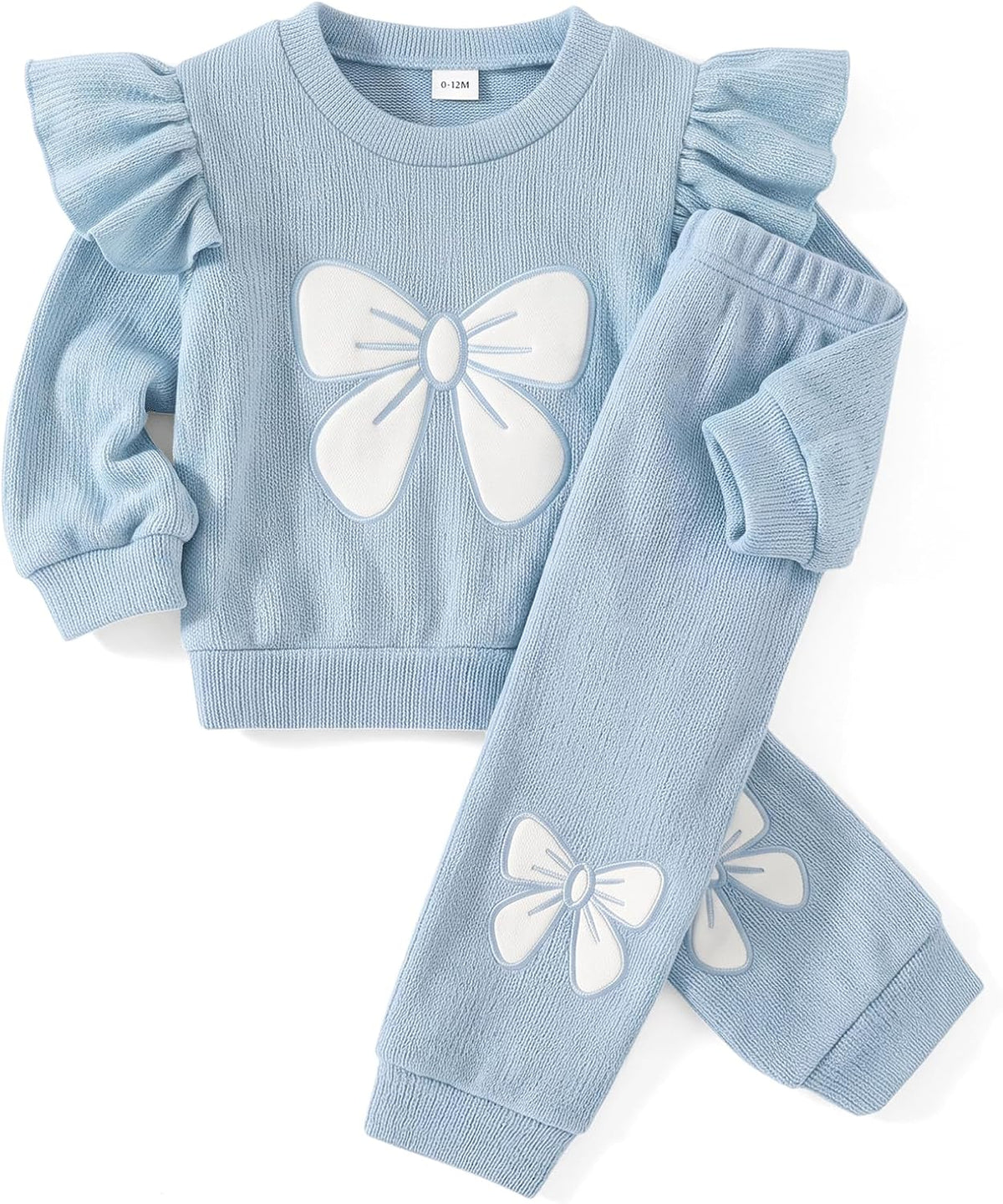 Baby Girls 2 Piece Outfit Toddler Gir Ribbed Knit Sweatshirt Pants Set