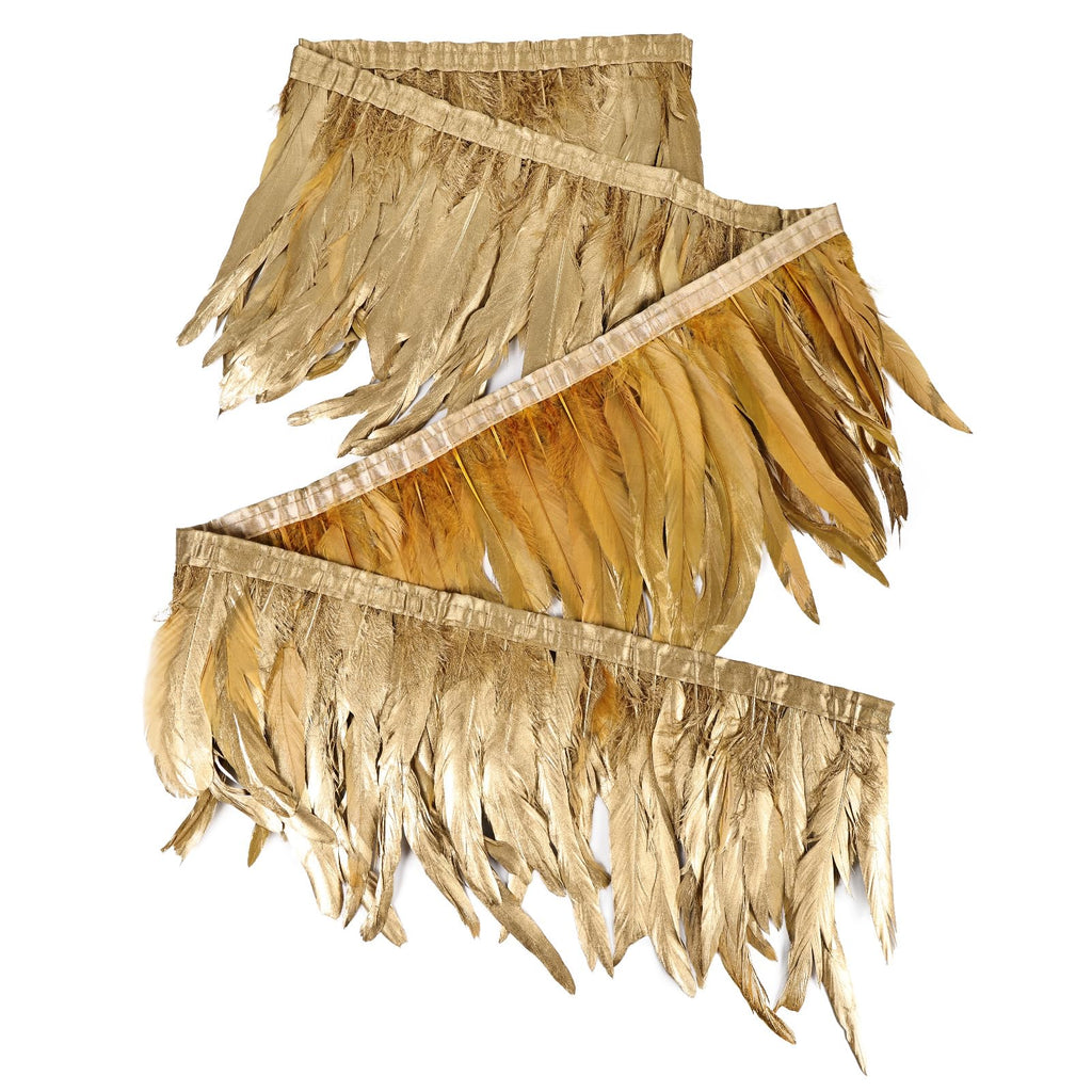 Rooster Coque Tail Feathers Trim 8-10inch 2Yard Natural Fringe Trim for DIY Sewing Craft Party Clothing Cape Shawl
