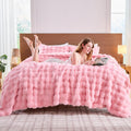 Fluffy Comforter Cover Set - Rabbit Fluff Faux Fur Duvet Cover Pink Plush Fuzzy Furry Bedding Sets