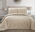 Collection Embossed Coverlet Bedspread Over Size Set Solid # Austin (Beige/Khaki, King/California King)