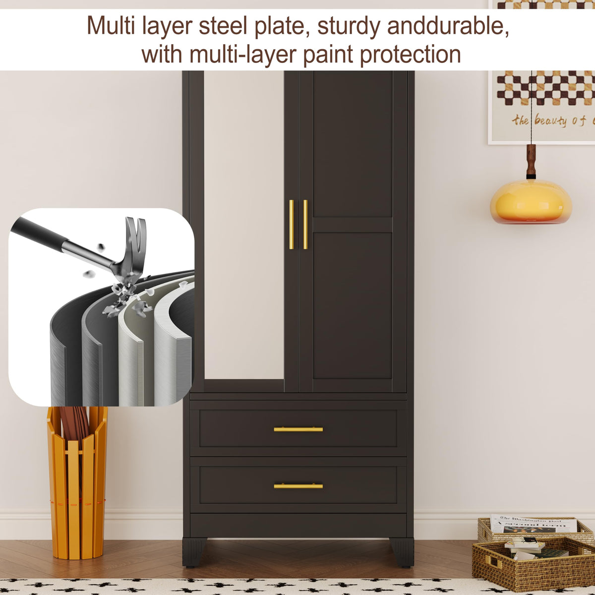 Metal Armoire Wardrobe Closet, 71 "Metal Clothing Storage Cabinet