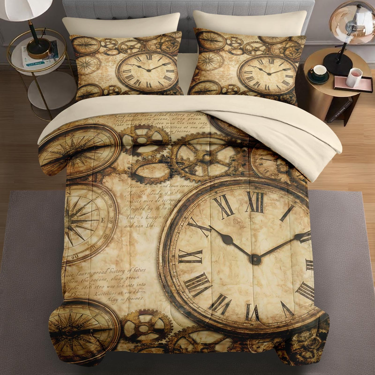 Full Comforter Set with Sheets, 7 Pieces Vintage Antique Bedding