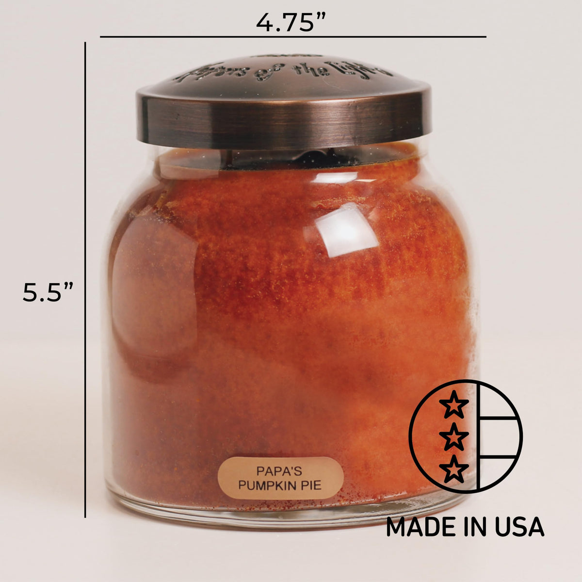 Papa's Pumpkin Pie - 34oz Papa Scented Candle Jar with Lid - Keepers of the Light - 155 Hours of Burn Time, Gift for