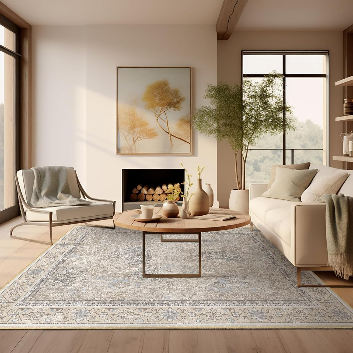 Boho Area Rug, Vintage Carpet