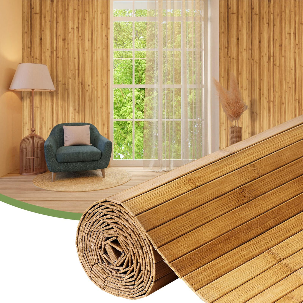 Flexible Bamboo Wall Paneling - 48"x96" Pole Wrap for Basement Columns & Curved Walls - Paintable Wood Slat Tambour
